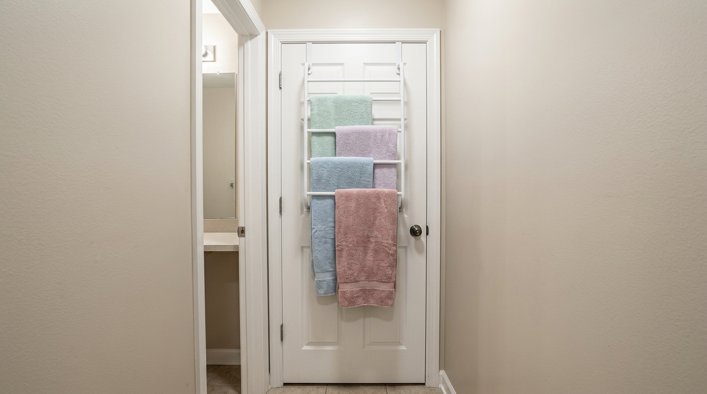 Use an over the door towel rack to save wall space